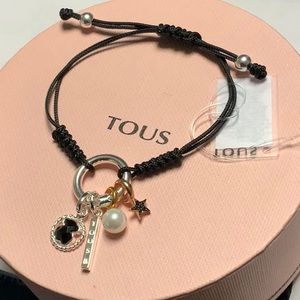 Tous Black Cord Hold Bracelet with charms